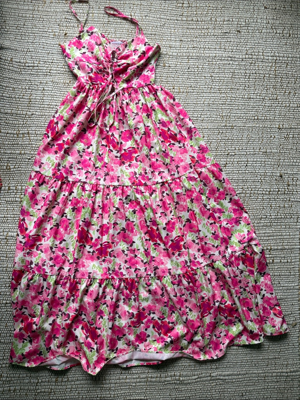 Pink Floral Tiered Maxi Sundress